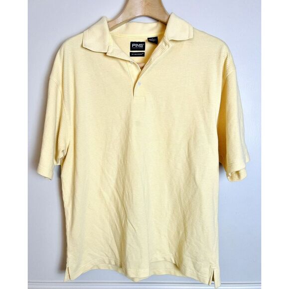 Ping Collection Polo Shirt Mens Large Yellow Dry Fiber Dynamics Golf Cotton - Picture 1 of 7